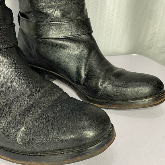 Women's Cole Haan Black Briarcliff Leather Buckle Detail Pull On Mid Boot 6.5 - Picture 5 of 11